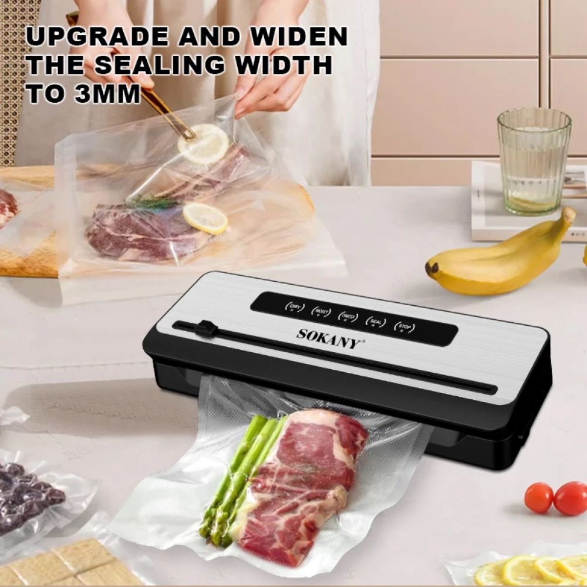 Sokany Συσκευή Vacuum με Μέγιστο Μήκος Σφραγίσματος 320mm Μαύρη SK-13076