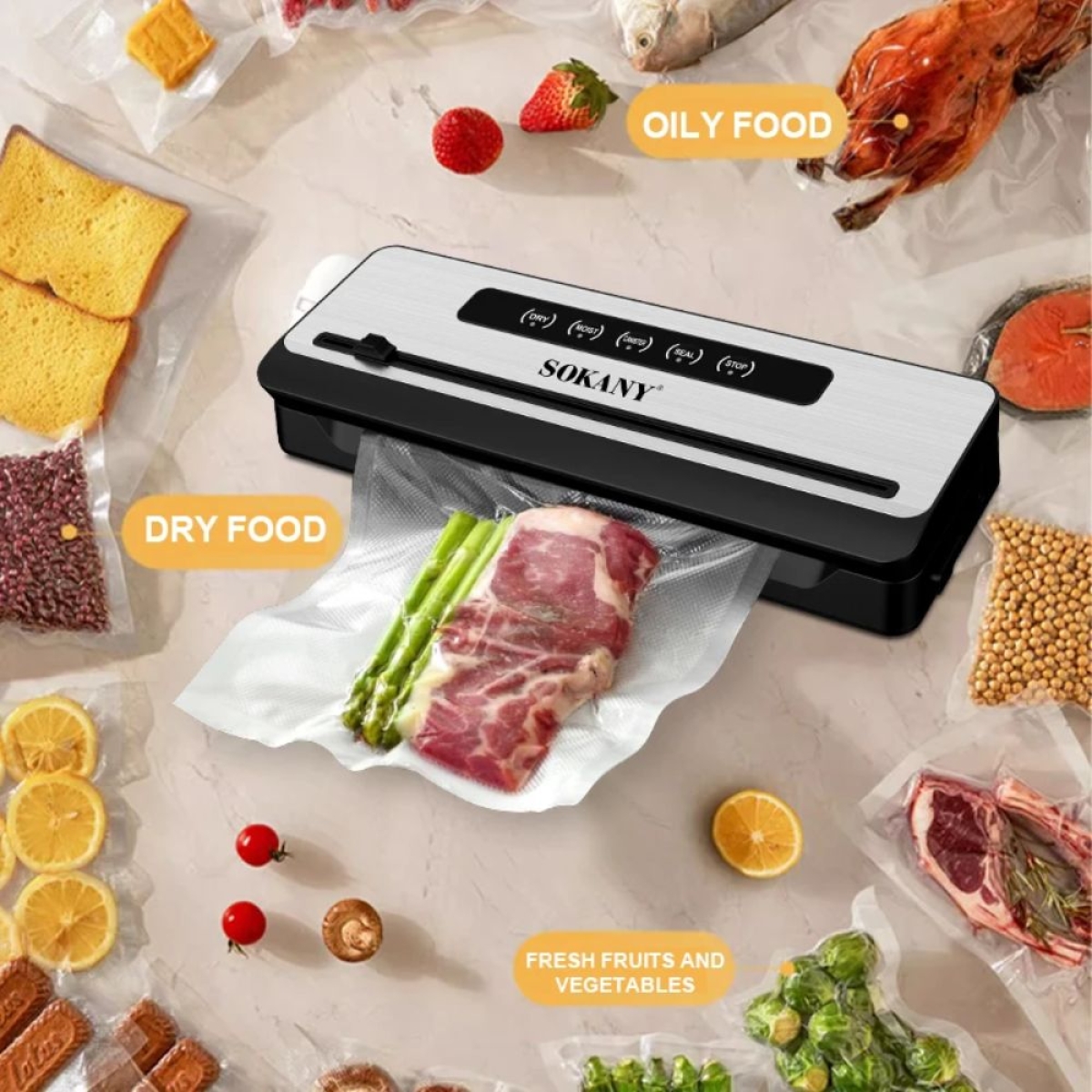 Sokany Συσκευή Vacuum με Μέγιστο Μήκος Σφραγίσματος 320mm Μαύρη SK-13076