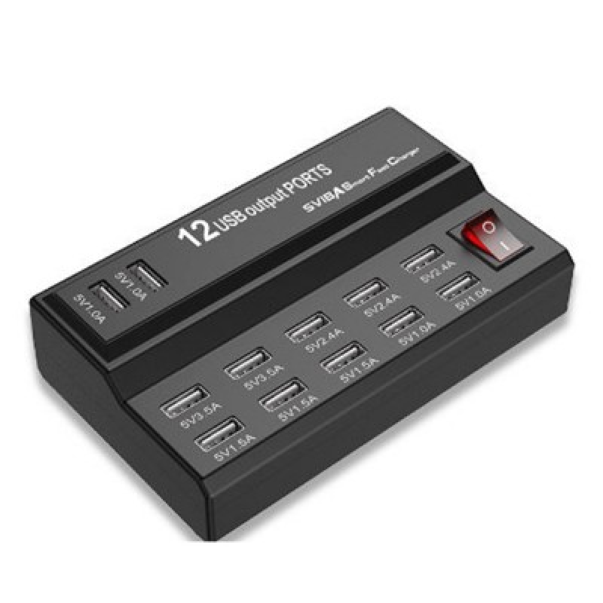 Σταθμός Φόρτισης Πρίζας Με 12 Θύρες USB 60W Μαύρος YC-636