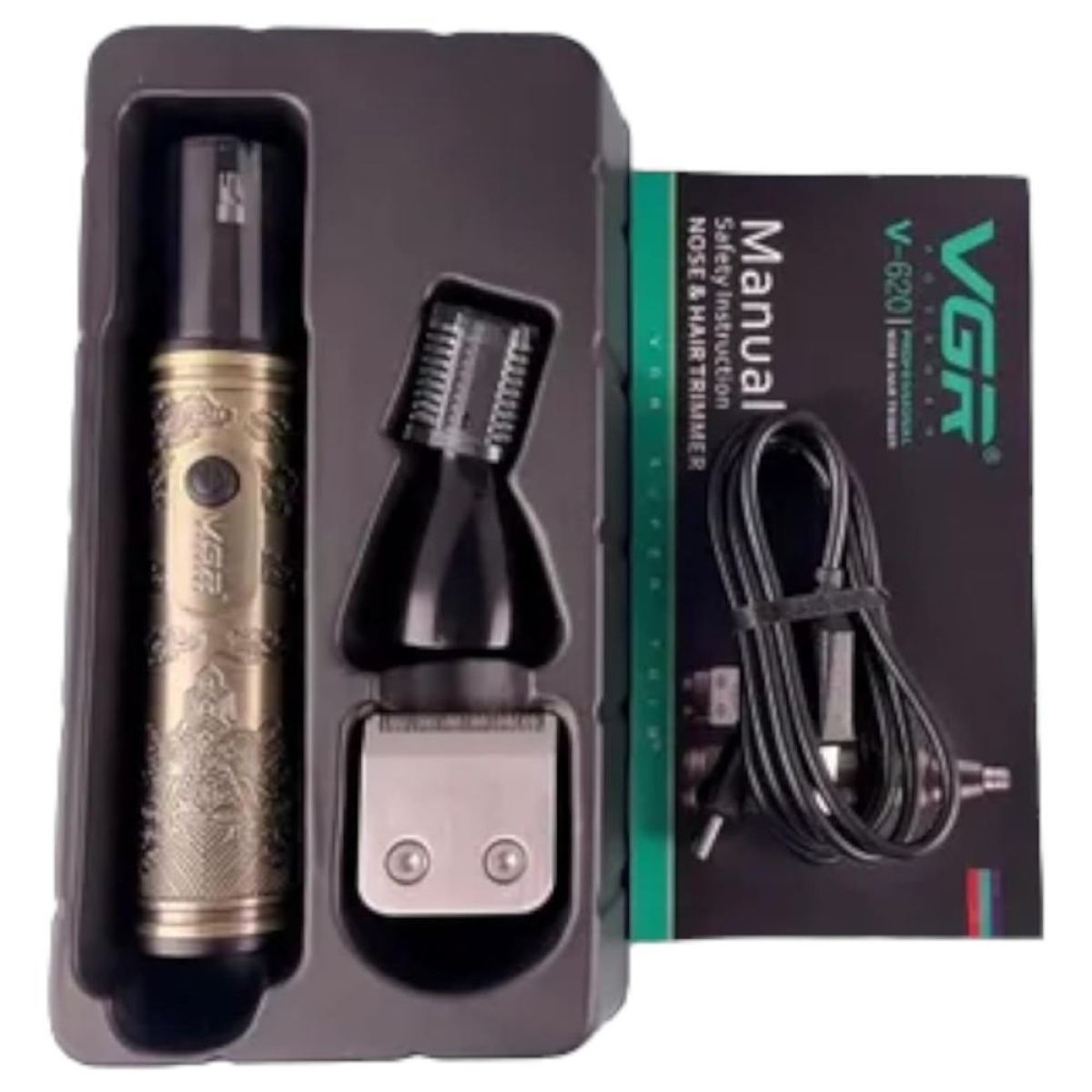Trimmer VGR V-620 3 σε 1 Επαναφορτιζόμενο & Αδιάβροχο για Μύτη, Αυτιά και Φρύδια – Χρυσό