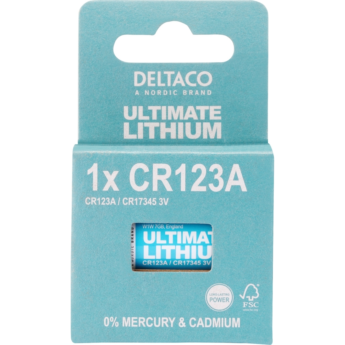 DELTACO Ultimate Μπαταρία Λιθίου 3V CR123A 1 τεμάχιο Οικολογική FSC Συσκευασία ULT-CR123A-1P - Image 4