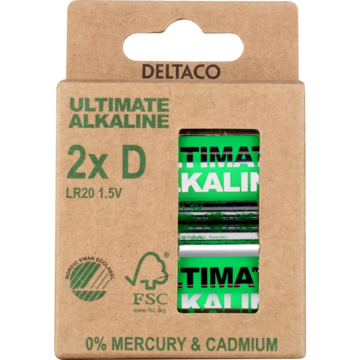 Deltaco Ultimate Αλκαλικές Μπαταρίες 1.5V LR20/D 2 τεμάχια Ecolabel ULT-LR20-2P - Image 2