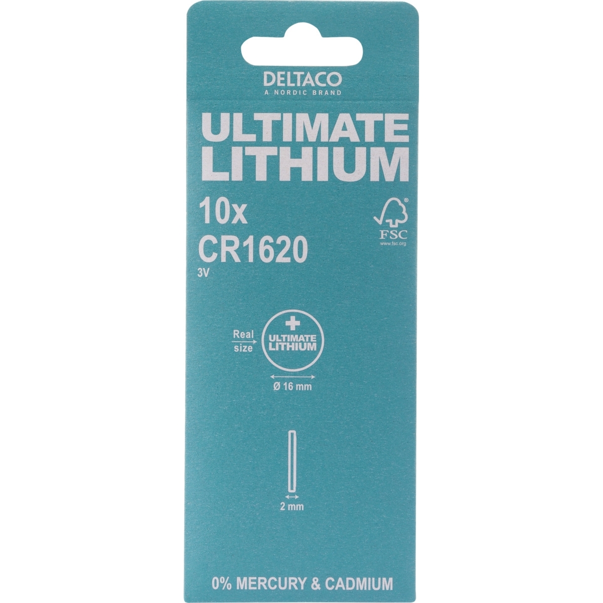 DELTACO Ultimate Μπαταρία Λιθίου, 3V, CR1620 10 Τεμάχια Οικολογική FSC Συσκευασία ULTB-CR1620-10P - Image 4