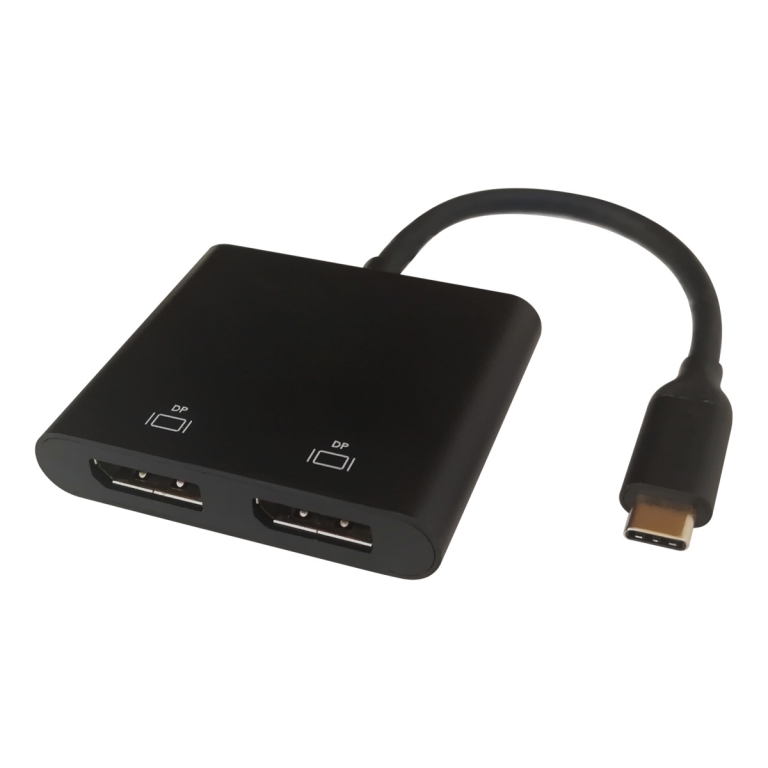 Deltaco Multi-Stream Transport Hub Type C Αρσενικό σε 2x Display Port 4K/60Hz Θηλυκό 10cm Μαύρος USBC-2DP