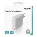 Deltaco USB-C wall charger 65 W, white USBC-AC140 - Image 3