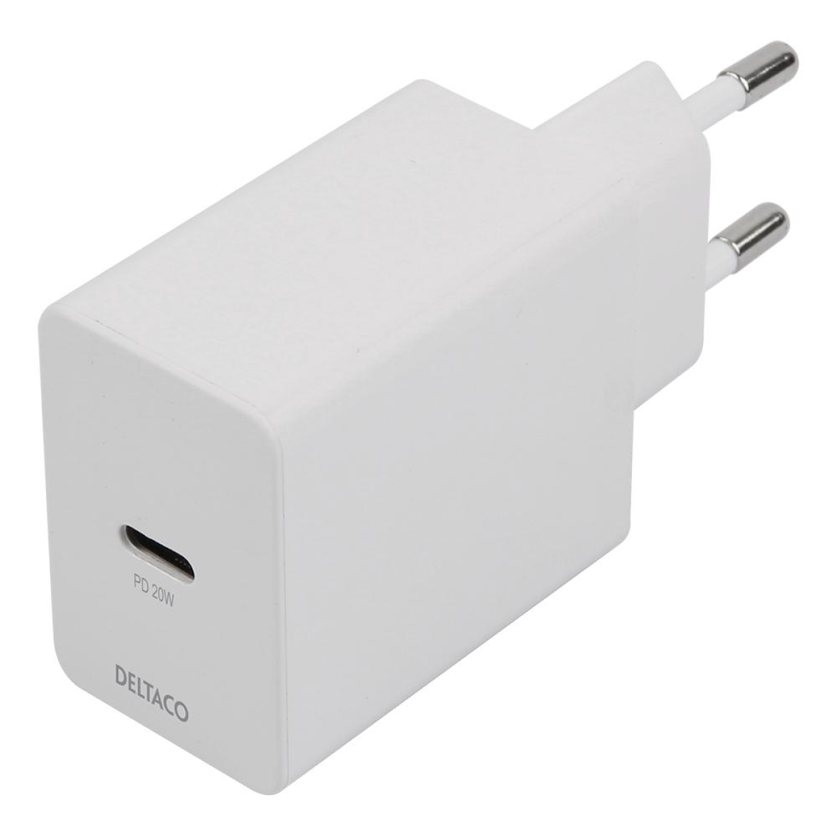 Deltaco Wall Charger 1x Type C PD 20W με Καλώδιο Type C σε Type C 1m Λευκό USBC-AC146 - Image 3
