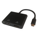 Deltaco Multi-Stream Transport HubType C Αρσενικό σε 1x HDMI και 1x Display Port 2x 4K/60Hz Θηλυκό 10cm Μαύρος USBC-HDDP