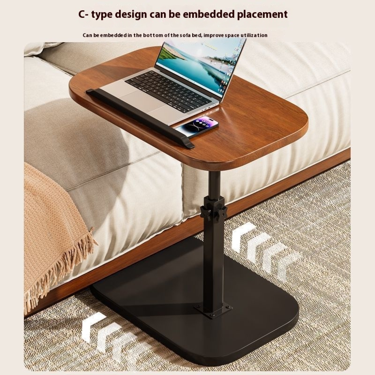 Βοηθητικό Τραπεζάκι Laptop - Coffee Table 40x30cm Μαύρο/Καφέ - Image 3