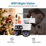 Wi-Fi Κάμερα Ασφαλείας Jortan 6MP με Τριπλό Φακό, Έγχρωμη Νυχτερινή Όραση, Αισθητήρα Κίνησης & Αμφίδρομο Ήχο – IP66