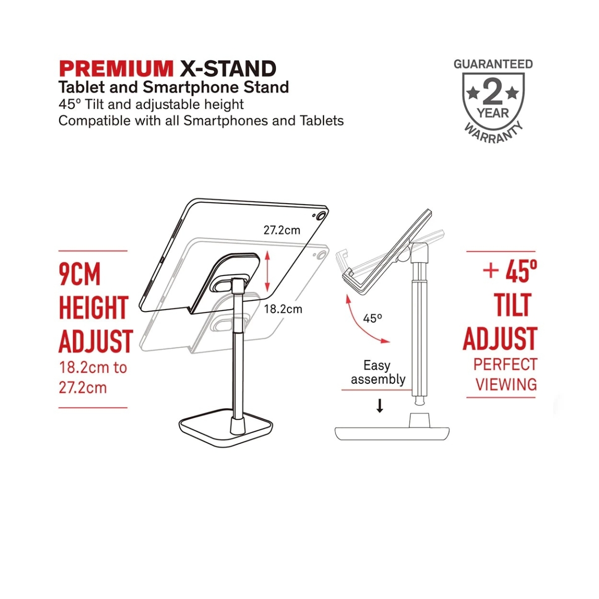 Baykron Επιτραπέζιο Stand για Κινητά / Tablet Ρυθμιζόμενο Λευκό BA-MB-WH - Image 3