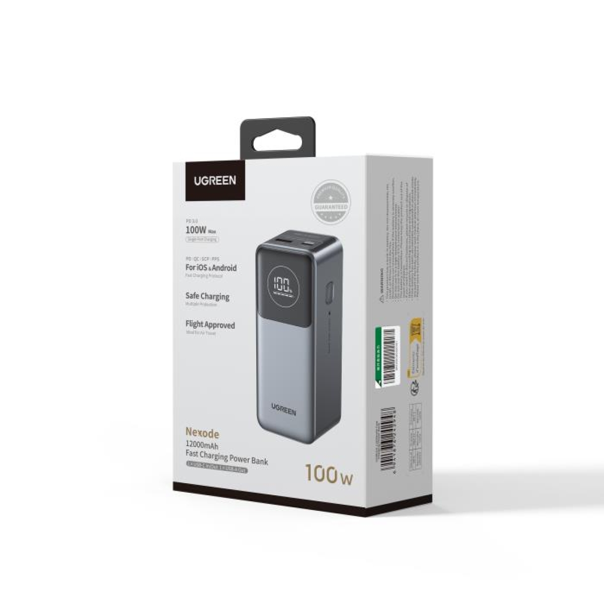 Power Bank 12000mAh PD 100W UGREEN PB724 35526B 3 θέσεων,με καλώδιο USB-C 240W - Image 3