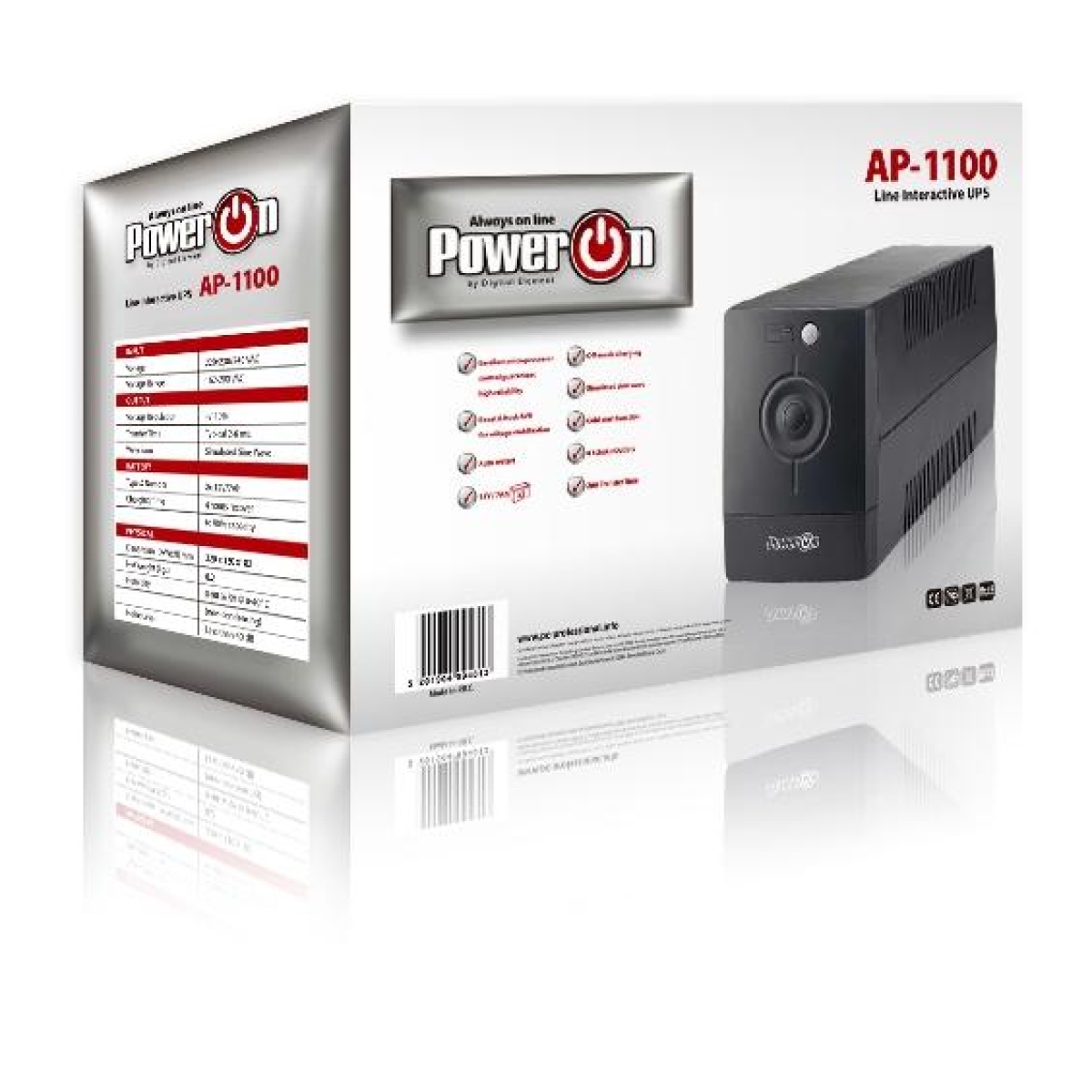 UPS Power On AP-1100 V2.0 Line Interactive 1100VA - Image 3
