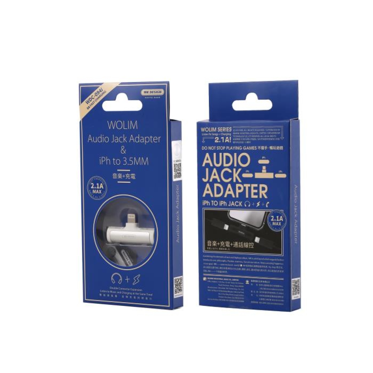 Αντάπτορας WK WDC-094i Lightning σε 2 Θύρες 3,5mm/F Λευκό - Image 2