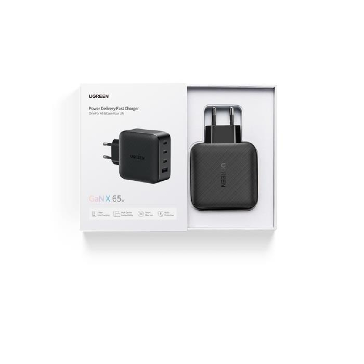 Φορτιστής Σπιτιού GaN PD 65W UGREEN CD224 70774 4 Θέσεων Μαύρο - Image 2