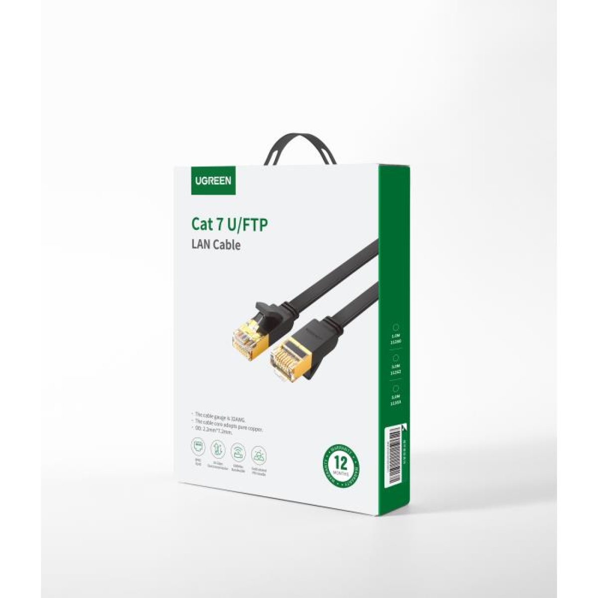 Καλώδιο Δικτύου U/FTP CAT7 UGREEN NW106 11260 1m Flat Pure Copper Μαύρο - Image 3