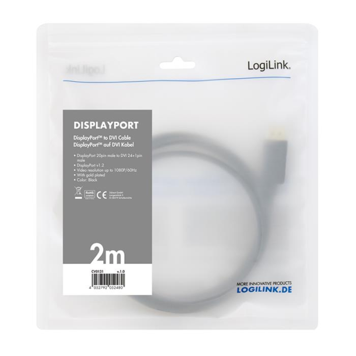 Καλώδιο DP σε DVI Logilink CV0133 5m - Image 3
