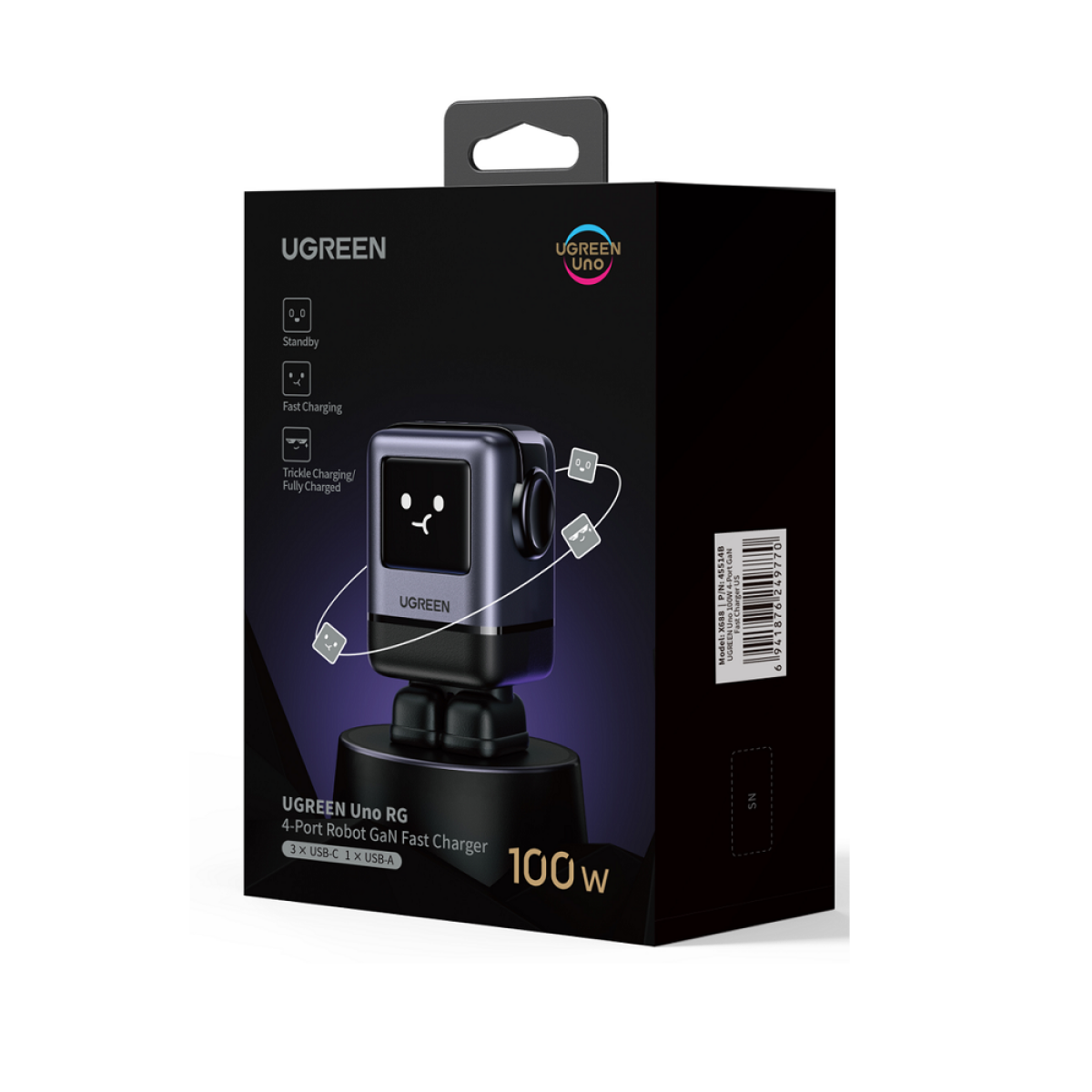 Φορτιστής Σπιτιού GaN PD 100W UGREEN X688 45515B 4 Θέσεων Γκρί - Image 3