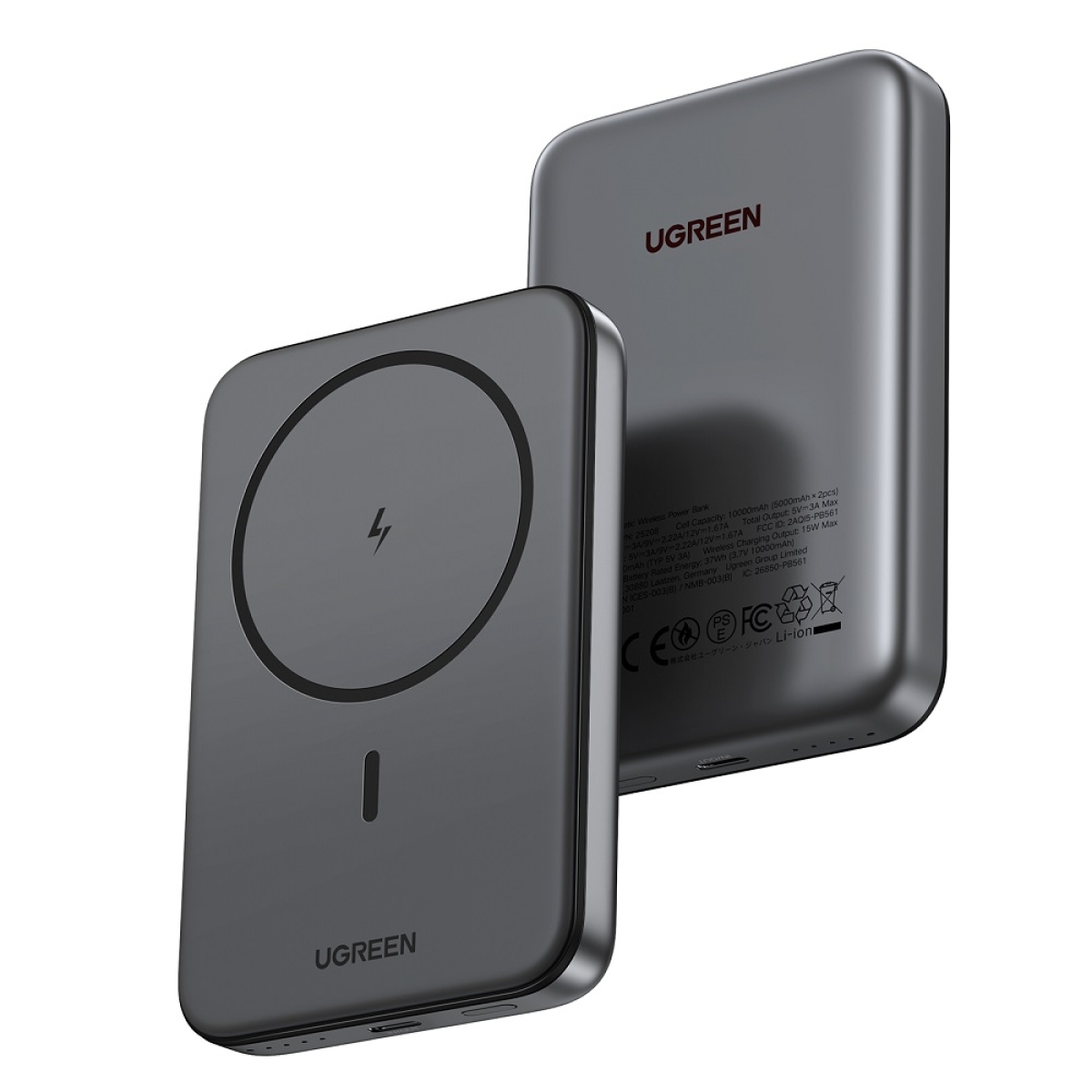 Power Bank 10000mAh PD 20W UGREEN PB561 25919, με Ασύρματη Φόρτιση Magnetic, 1 Θέσης Μαύρο - Image 2