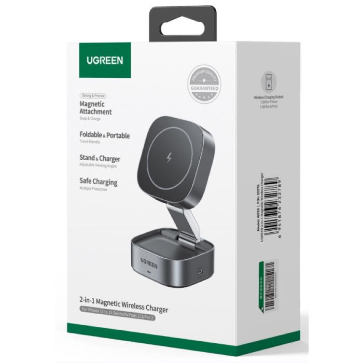 Φορτιστής Σπιτιού 15W Qi UGREEN W526 35278 με Ασύρματη Φόρτιση Magnetic Γκρι - Image 3