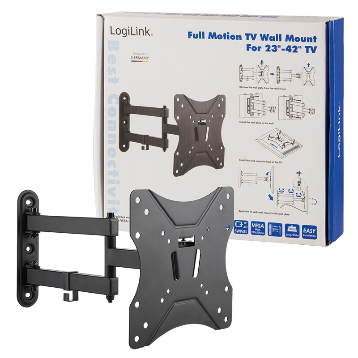 Βάση Τηλεόρασης Επιτοίχια Logilink BP0008 23"-42" έως 25kg - Image 3