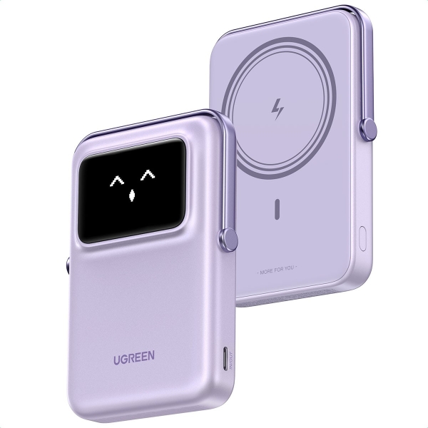 Power Bank 10000mAh PD 20W UGREEN PB572 45328, με Ασύρματη Φόρτιση Magnetic, 1 Θέσης Μωβ