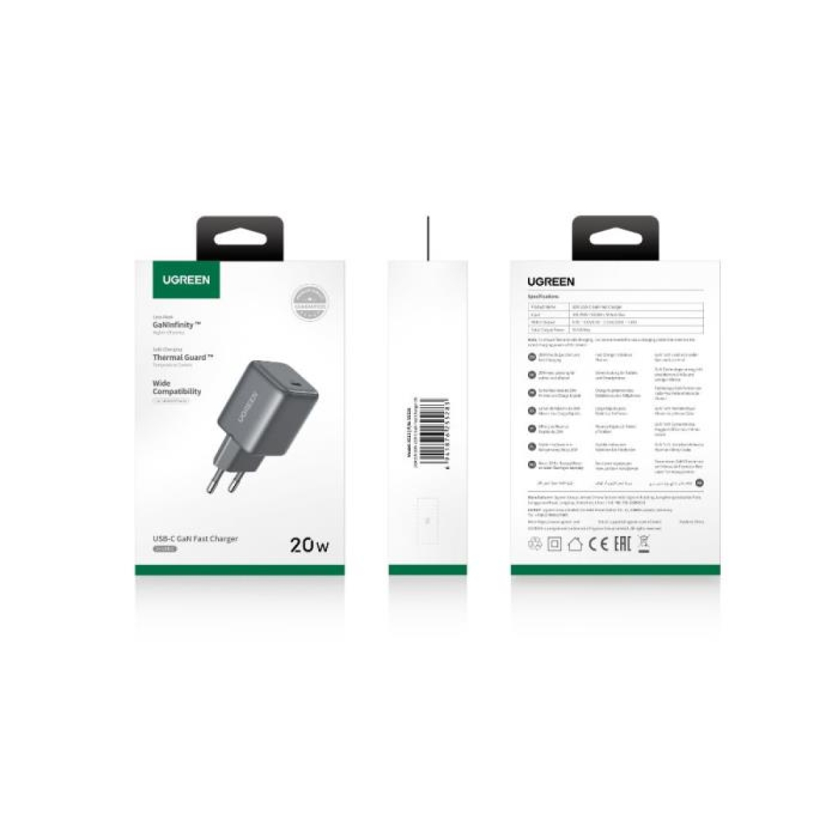 Φορτιστής Σπιτιού GaN PD 20W UGREEN X512 55528 1 Θέσης Γκρι - Image 3