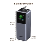 Power Bank 20000mAh PD 165W UGREEN PB726 55987B 2 Θέσεων, με καλώδιo USB-C 240W Γκρι - Image 2