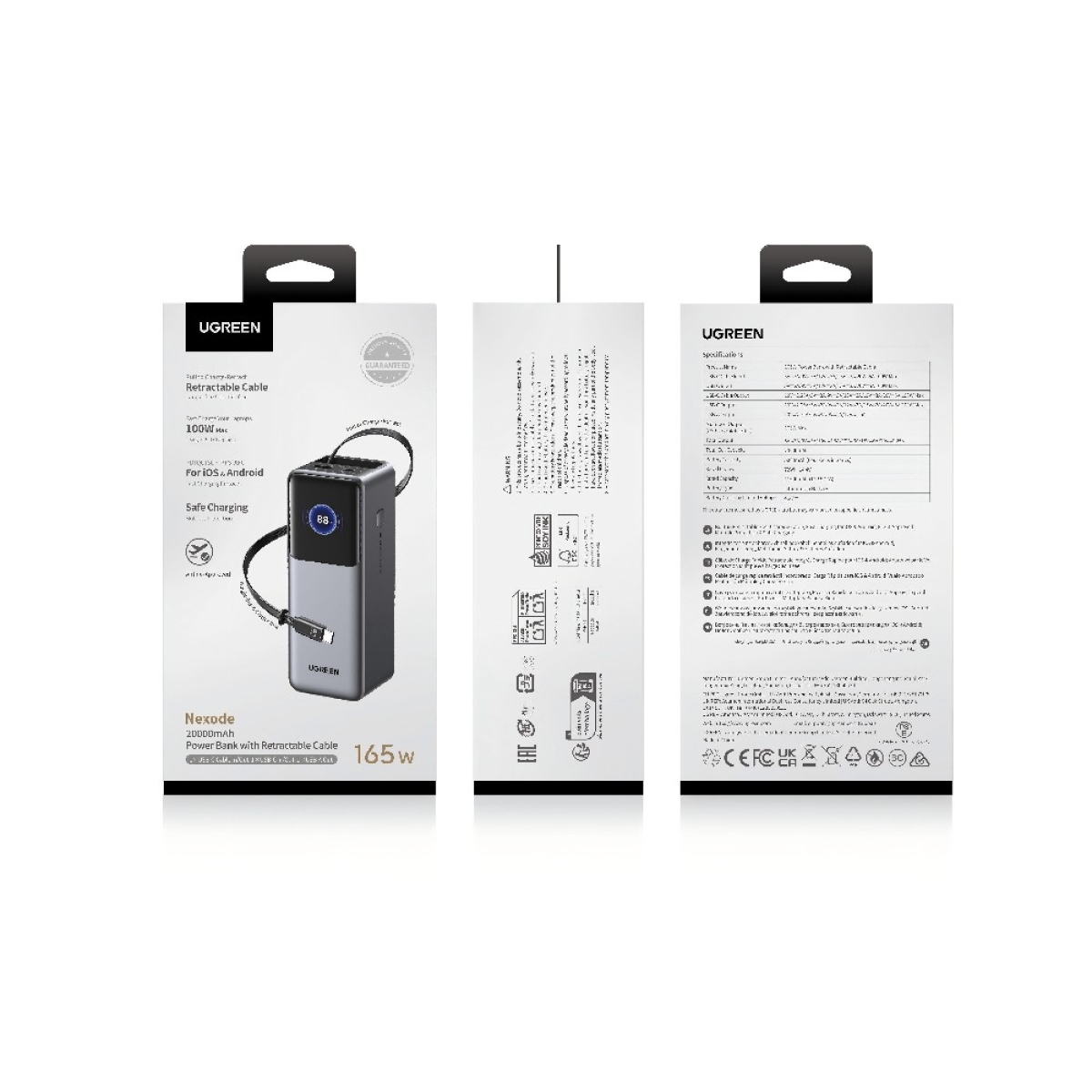 Power Bank 20000mAh PD 165W UGREEN PB726 55987B 2 Θέσεων, με καλώδιo USB-C 240W Γκρι - Image 3