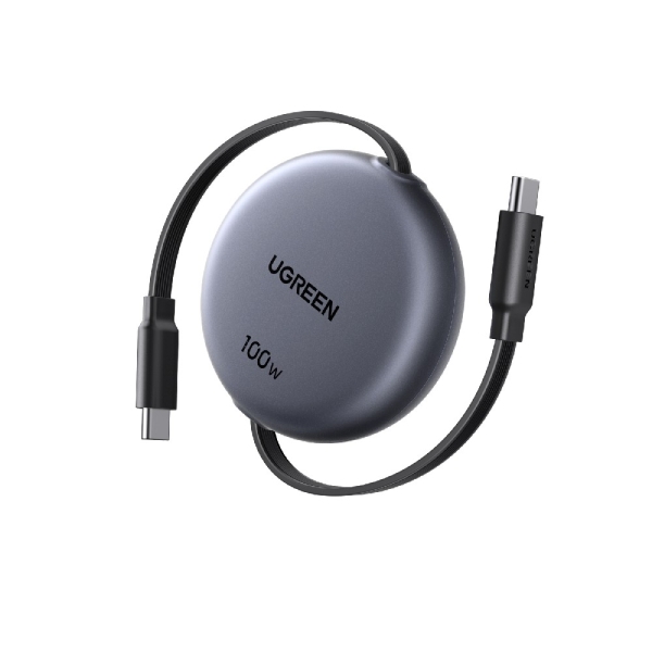 Καλώδιο Φόρτισης UGREEN L531 65905 USB-C σε USB-C PD 100W, Επαναφερόμενο 1m Μαύρο