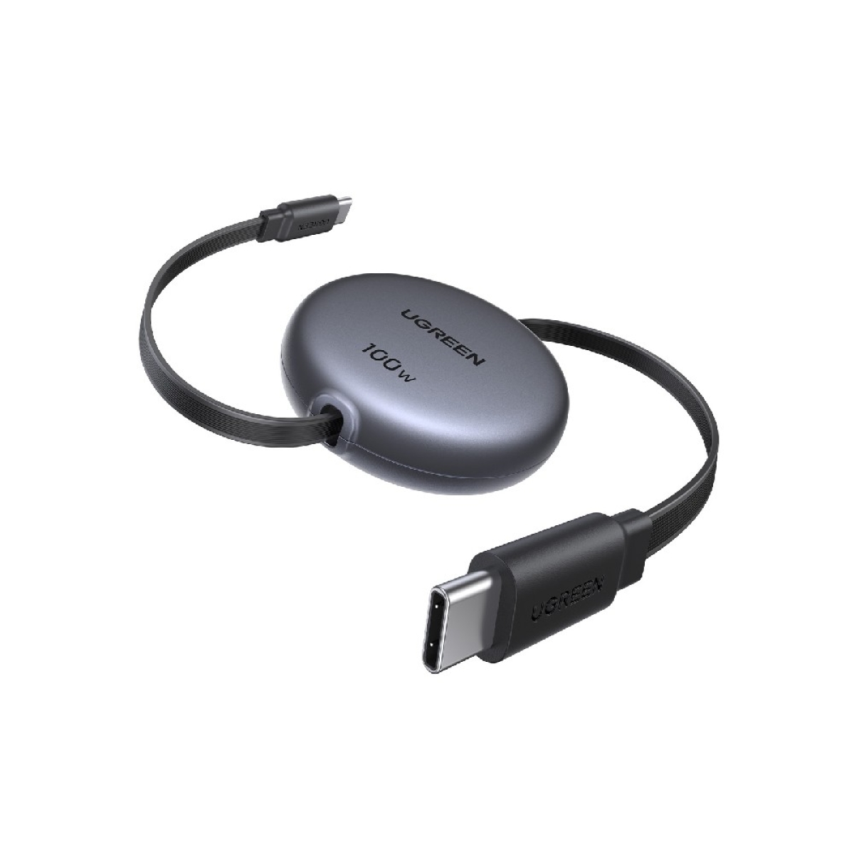 Καλώδιο Φόρτισης UGREEN L531 65905 USB-C σε USB-C PD 100W, Επαναφερόμενο 1m Μαύρο - Image 2
