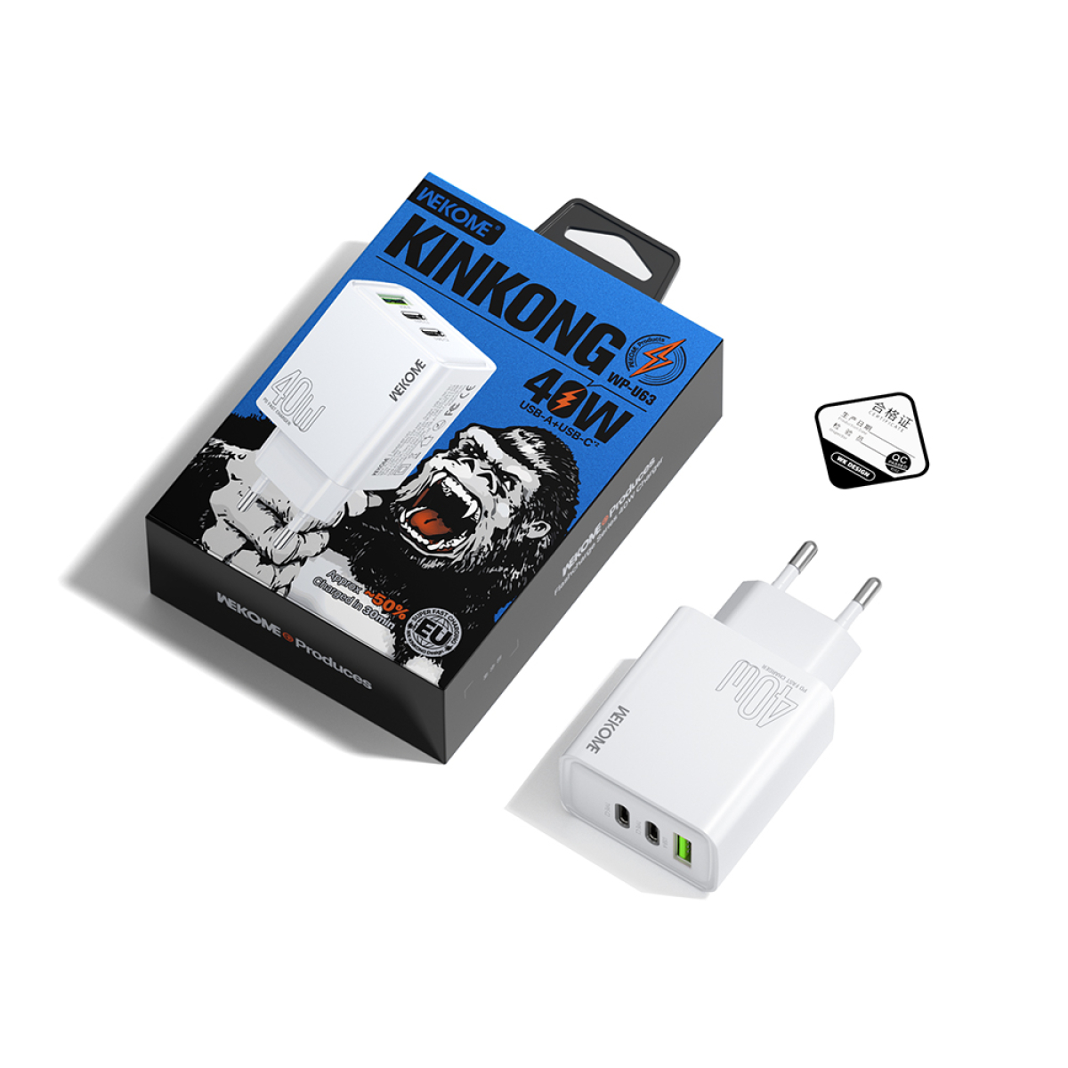 Φορτιστής Σπιτιού PD 40W WK WP-U63 3 Θέσεων Λευκό - Image 3