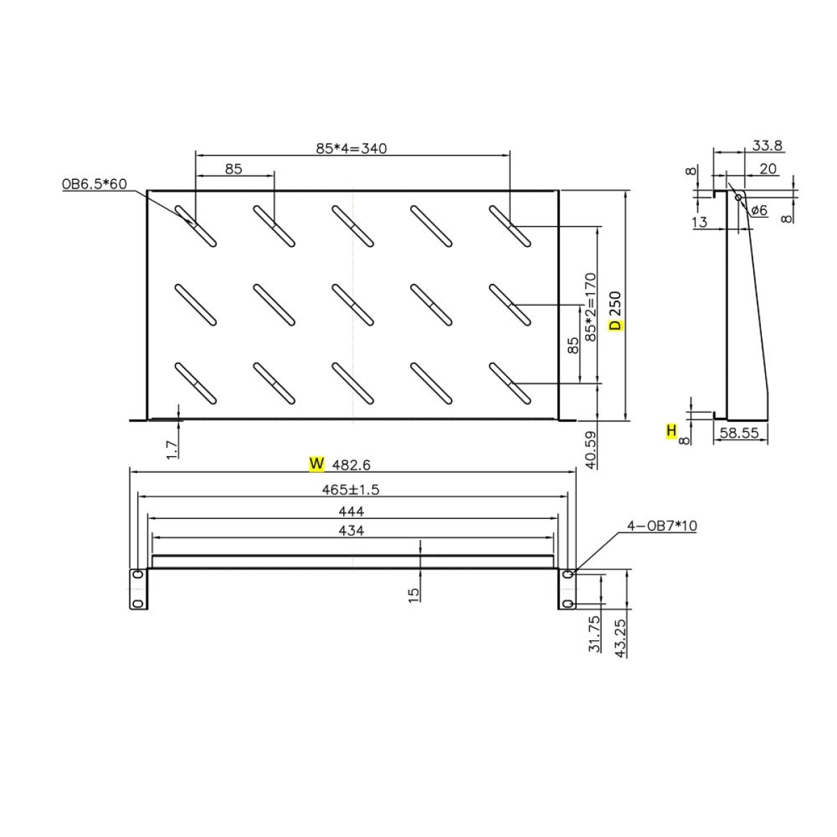 Ράφι Cantilever 1U Power On CS-1-250 Βάθους 250mm - Image 2