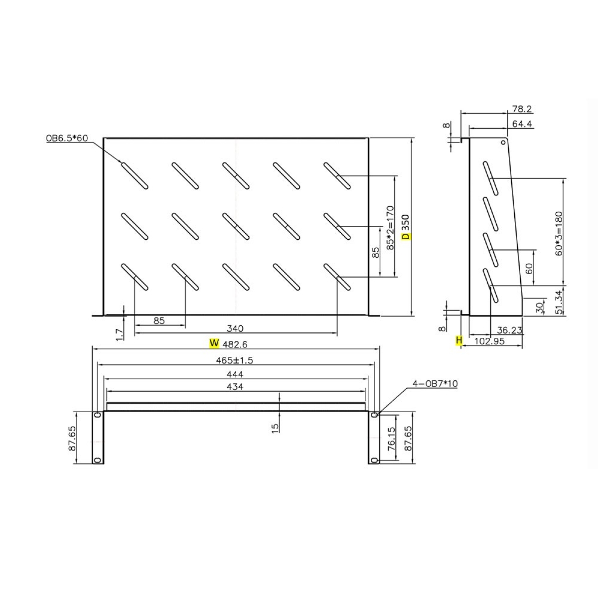Ράφι Cantilever 2U Power On CS-2-350 Βάθους 350mm - Image 2
