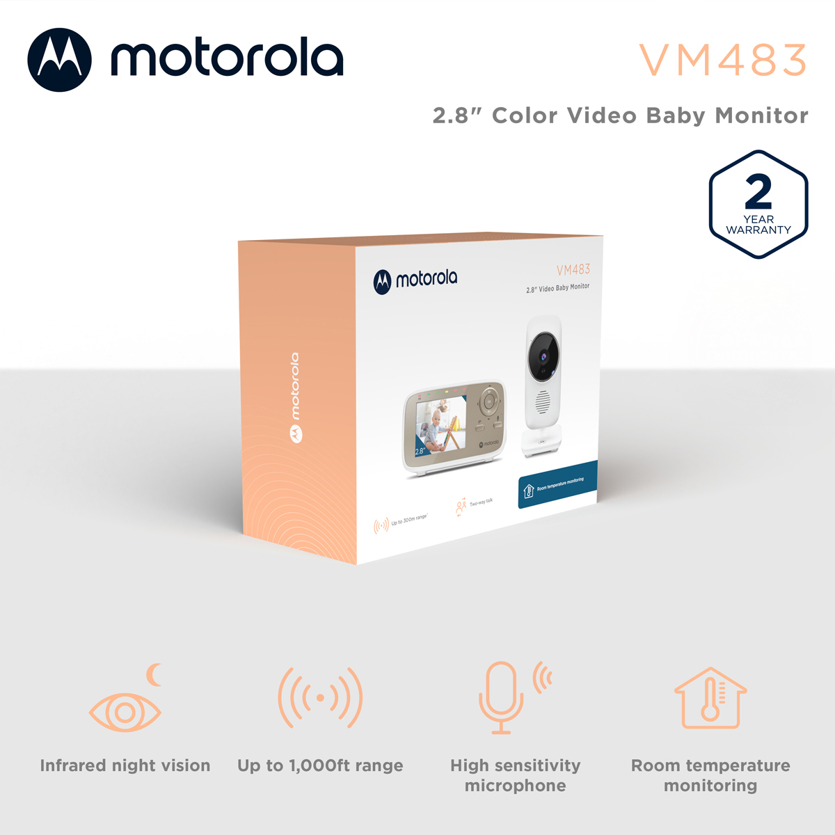 MOTOROLA VM483 Video Baby Monitor Λευκό - Image 2