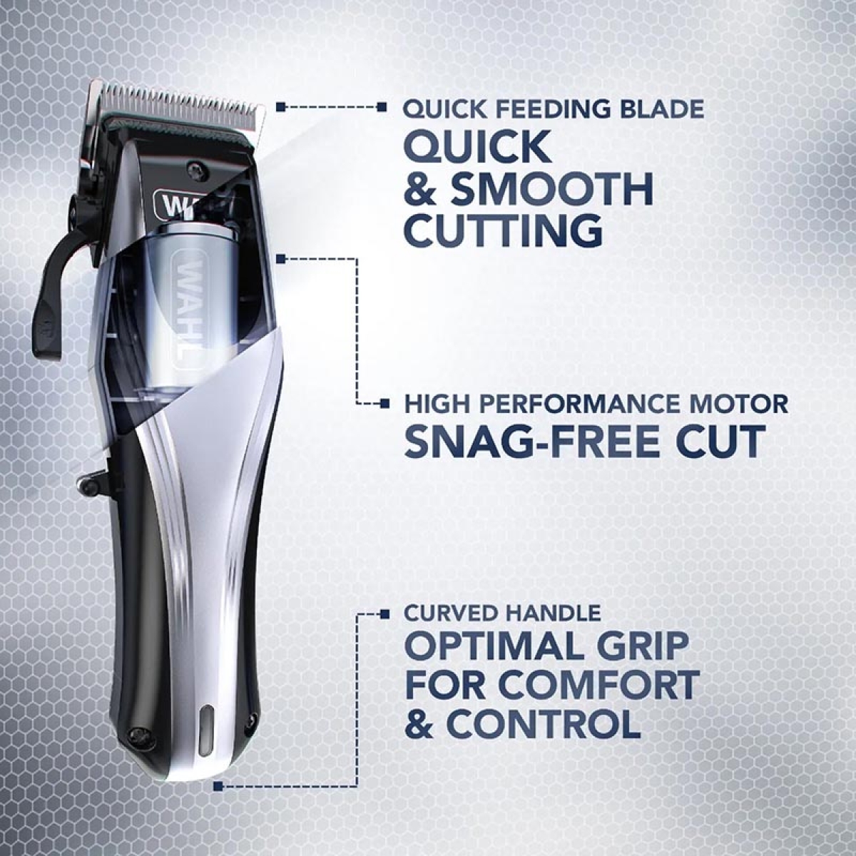 WAHL Rapid Clip Κουρευτική Μηχανή Ρεύματος και Επαναφορτιζόμενη Ασημί - Image 5