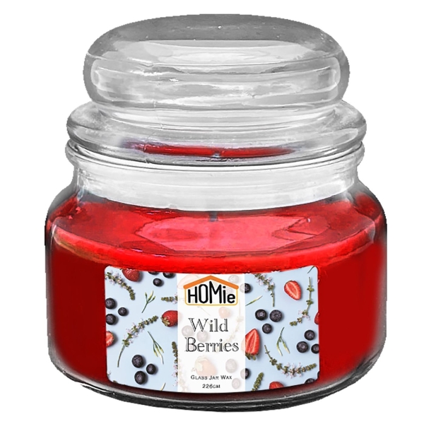 Κερί Wild Berries σε Βάζο με Καπάκι Μεσαίο 35h, 226gr Net, 10x9,5cm Homie 57473 - 1 τμχ