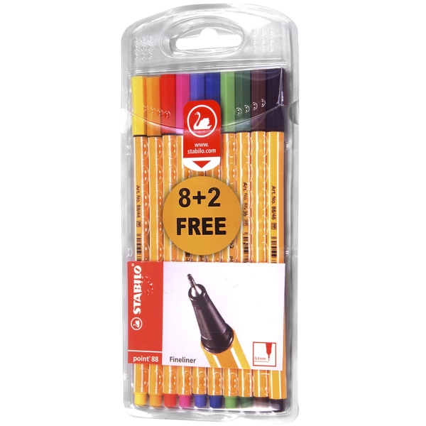 Μαρκαδοράκι Stabilo Point 0.4mm σετ=10τεμ  Stabilo EA8810 - 1 τμχ