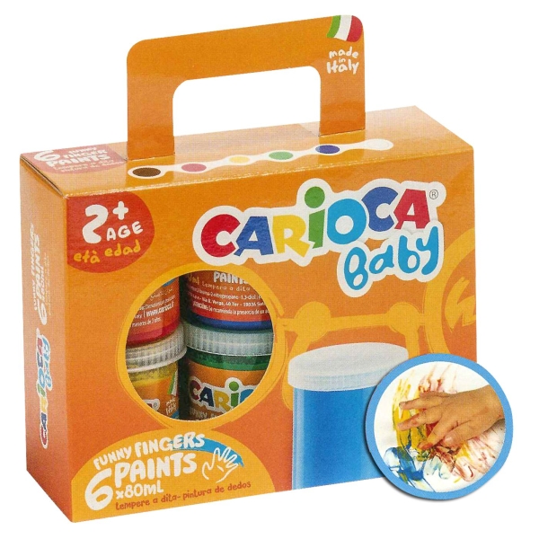 Δακτυλομπογιά Carioca 6 Χρώματα 6x80mL Carioca KO032 - 1 τμχ