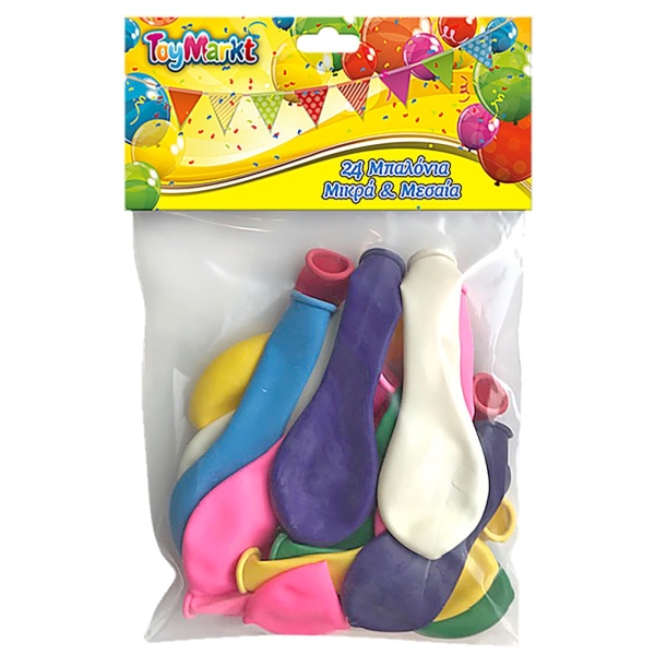 Σετ 24 Μπαλόνια Μικρά & Μεσαία 15τεμ: 15cm & 9τεμ: 18cm ToyMarkt 91110 - 1 τμχ