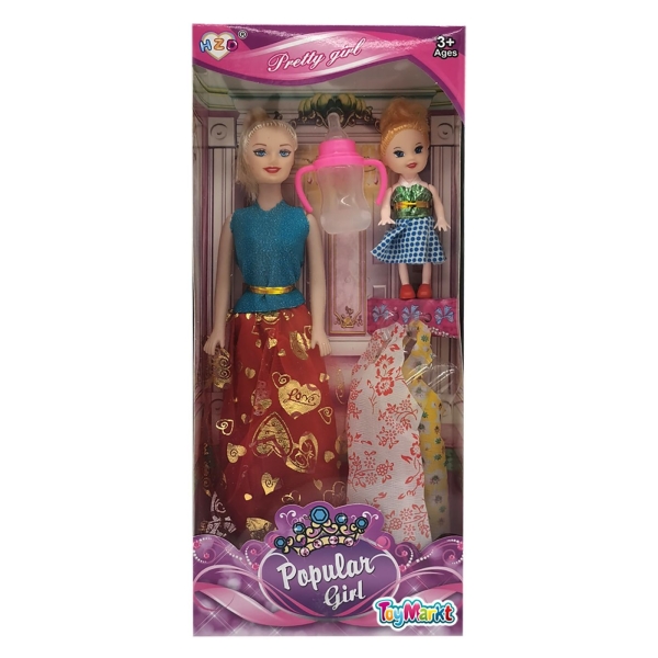Κούκλα Popular Girl & Κουκλάκι & Φορέματα 32x14x5cm ToyMarkt 922071 - 1 τμχ
