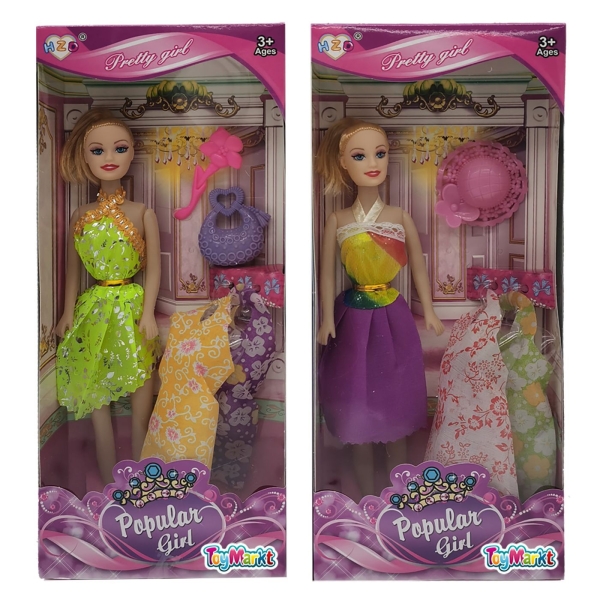 Κούκλα Popular Girl & Αξεσουάρ & Φορέματα 32x14x5cm ToyMarkt 922072 - 1 τμχ
