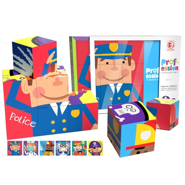 Κύβοι 9 Τεμ,6 σε 1, Επαγγέλματα 26x20x7cm ToyMarkt 95439 - 1 τμχ