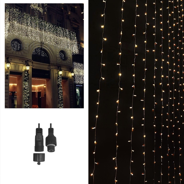 100 led Λευκά Εξωτερικά Κουρτίνα-Επέκταση l. V. (δεν Περιέχεται ο Μετασχηματιστής)  Xmasfest 1132399 - 1 τμχ