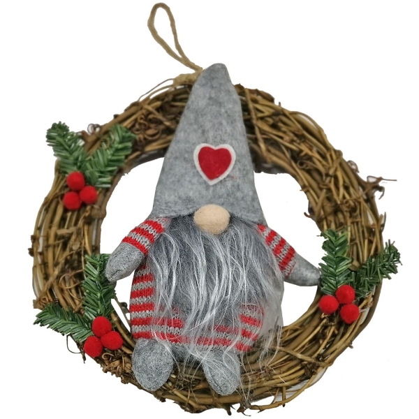 Στεφάνι με Νάνο Άγιο Φ22cm Xmasfest 1132973 - 1 τμχ