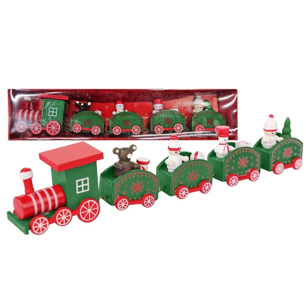 Τραινάκι Ξύλινο Χριστουγεννιάτικο 25x5,5cm Xmasfest 1133610 - 1 τμχ
