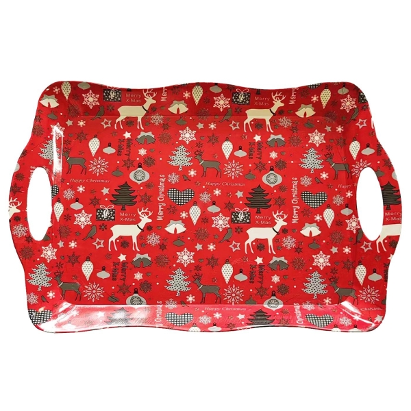 Δίσκος Πλαστικός Ορθογώνιος Merry Christmas με Μπάλες 38x26cm Xmasfest 1133871 - 1 τμχ