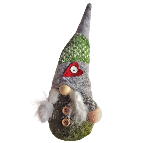 Φιγούρα Gnome Πράσινη  με Πλεξούδες 34cm Xmasfest 1133943 - 1 τμχ
