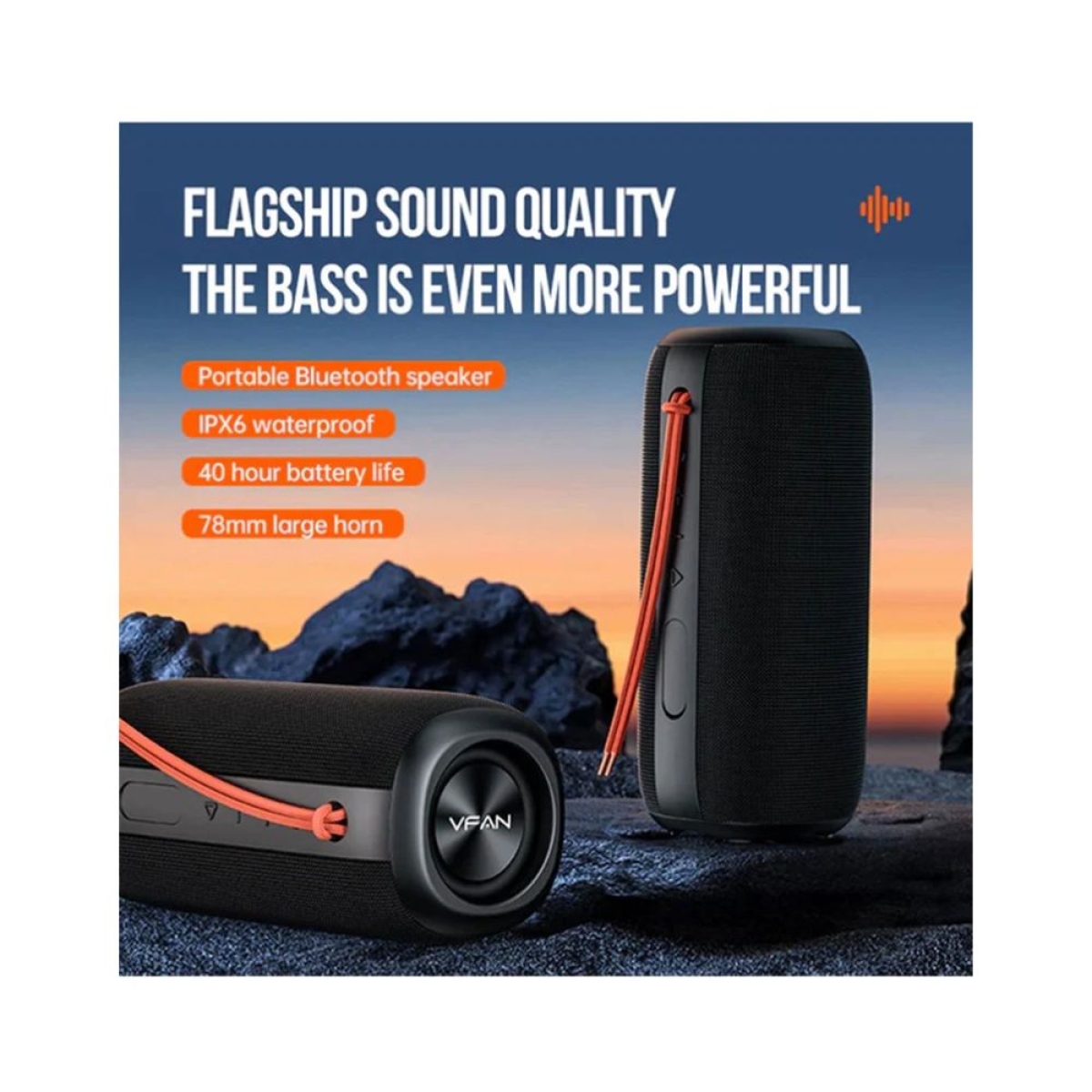 Αδιάβροχο Bluetooth Ηχείο 30W Deep Bass VFAN BS08 – Μαύρο