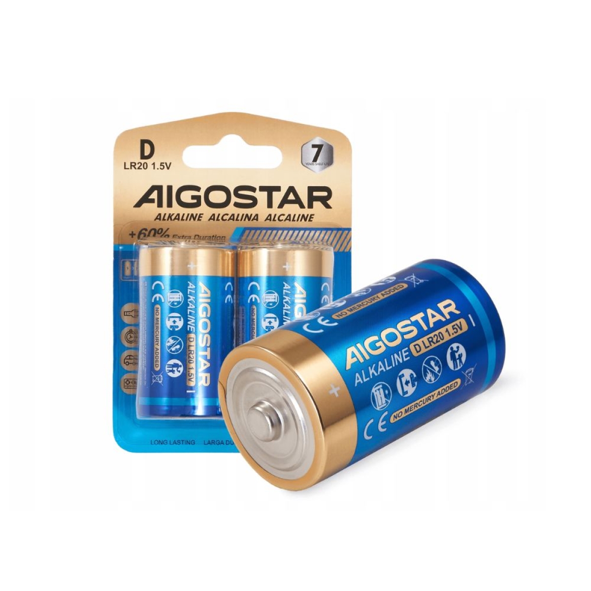 Αλκαλικές Μπαταρίες Aigostar LR20 D 1.5V – Σετ 2 Τεμαχίων