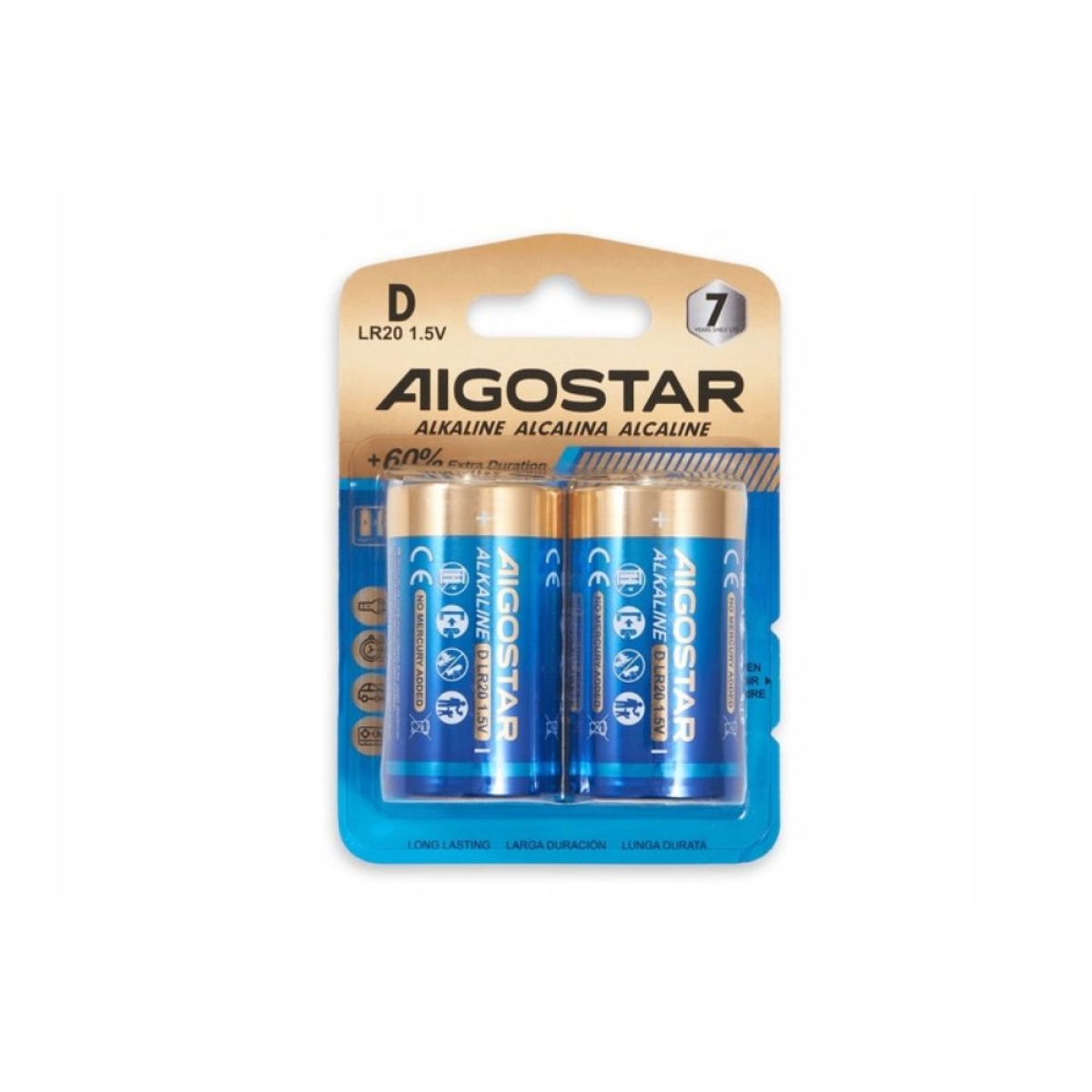 Αλκαλικές Μπαταρίες Aigostar LR20 D 1.5V – Σετ 2 Τεμαχίων
